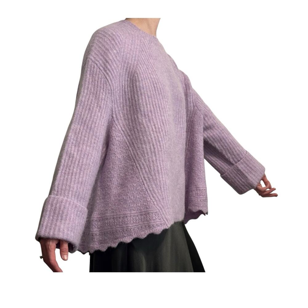 3.1 Phillip Lim Lofty Knit Pullover Sweater Soft Lilac Oversized XS Embroidery